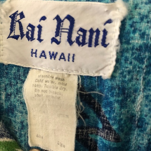 * SOLD* VINTAGE Kai Nani Barkcloth Aloha Shirt - Picture 5 of 6
